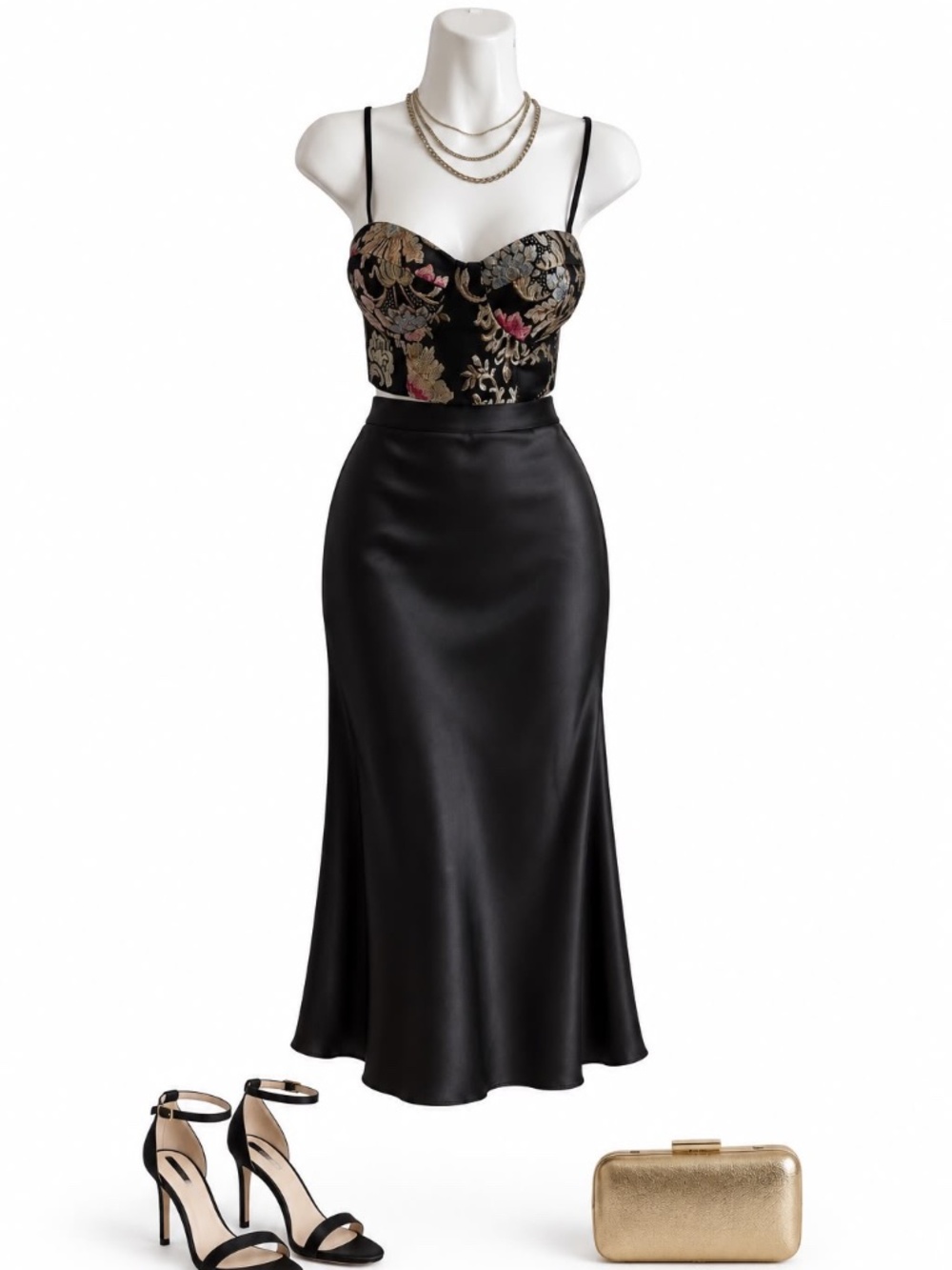 ASOS LUXE Black Floral Brocade Corset Top Size 6